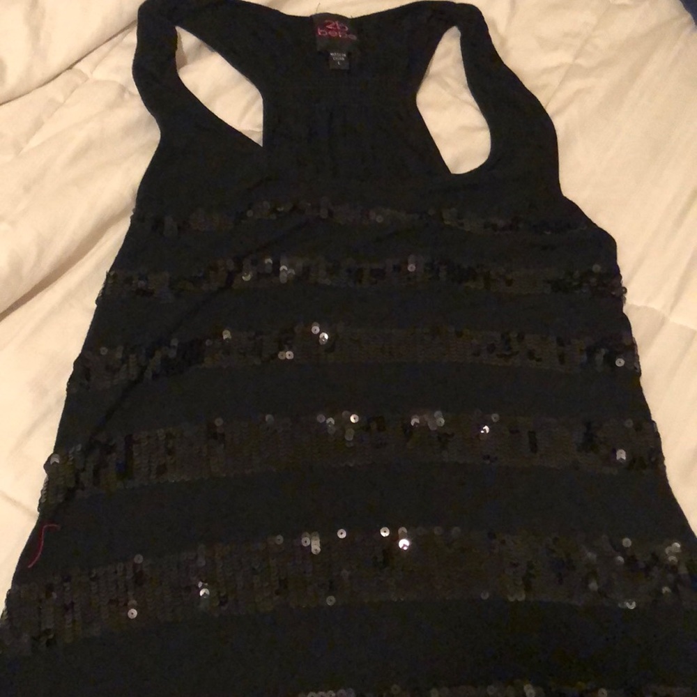 Black racer back top with striped sequin detail